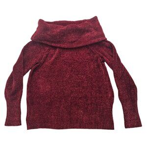 White House Black Market Women XL Red Chenille Cowl Neck Pullover Sweater